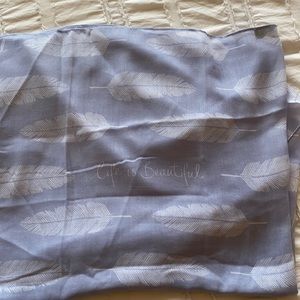 Lightweight blue “Life is Beautiful” Feather Scarf